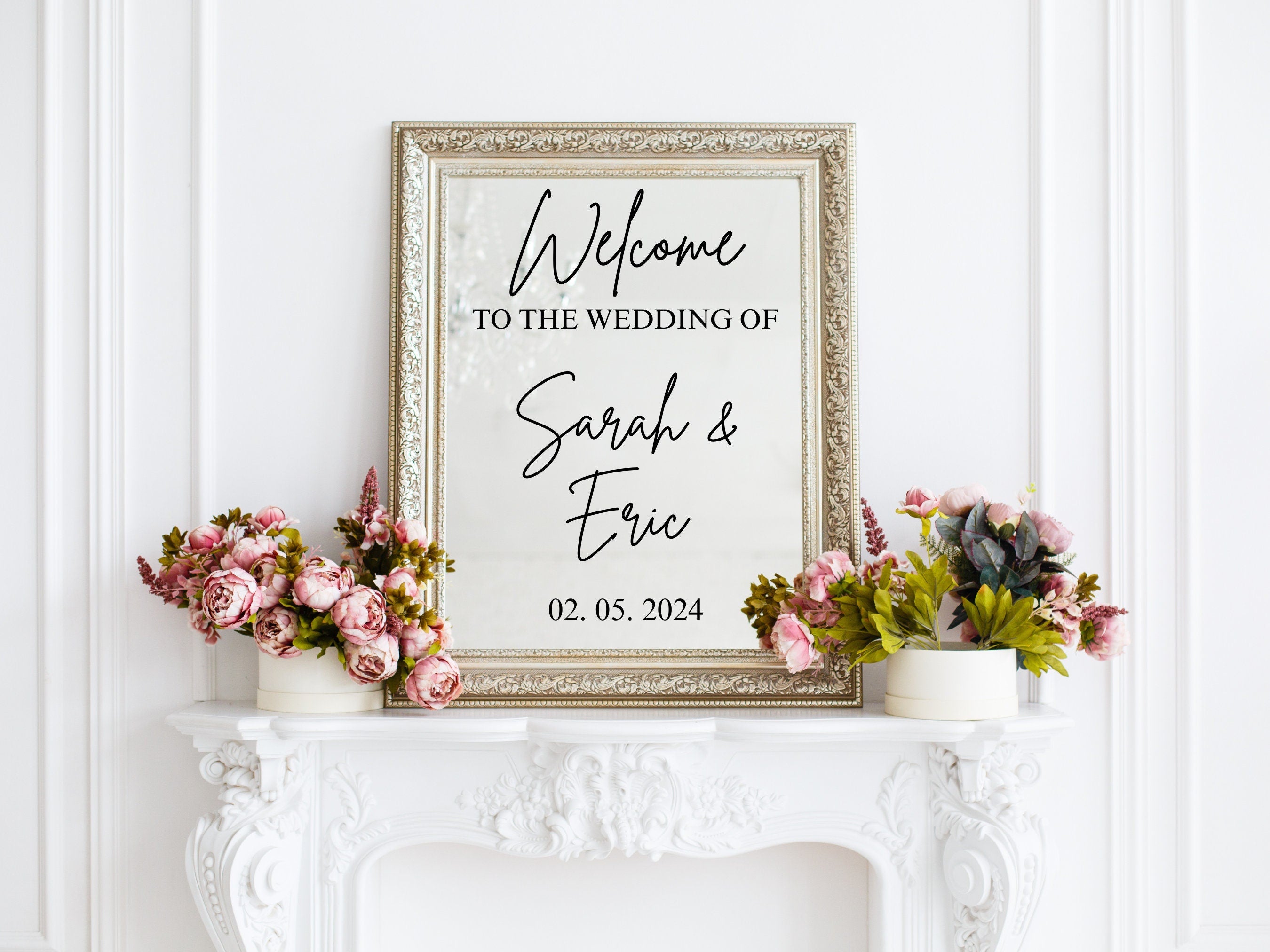 Custom Wedding Welcome Mirror Decal | Personalized Wedding Sticker | Wedding Reception Sign | Custom Vinyl Decal for Mirrors | Wedding Decor