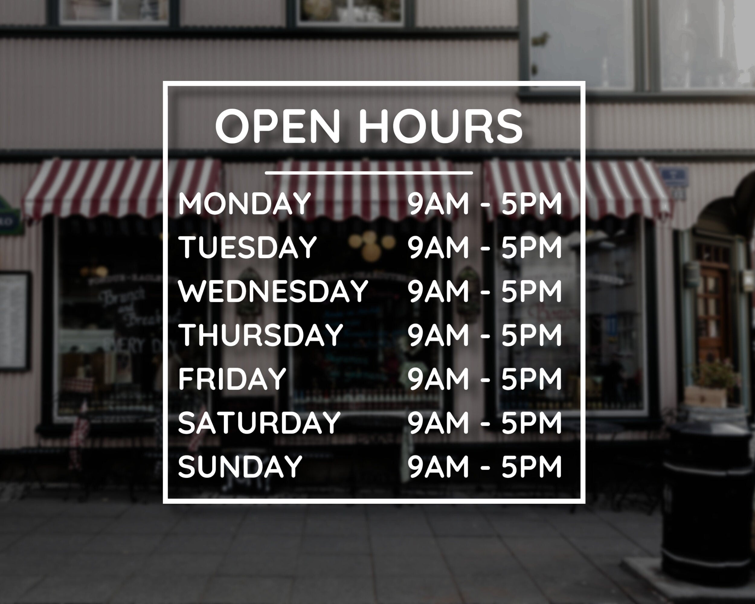 Store Hours Decal, Business Hours Sticker for Storefront, Hours of Operation, Storefront Window Door Lettering, Door Decal