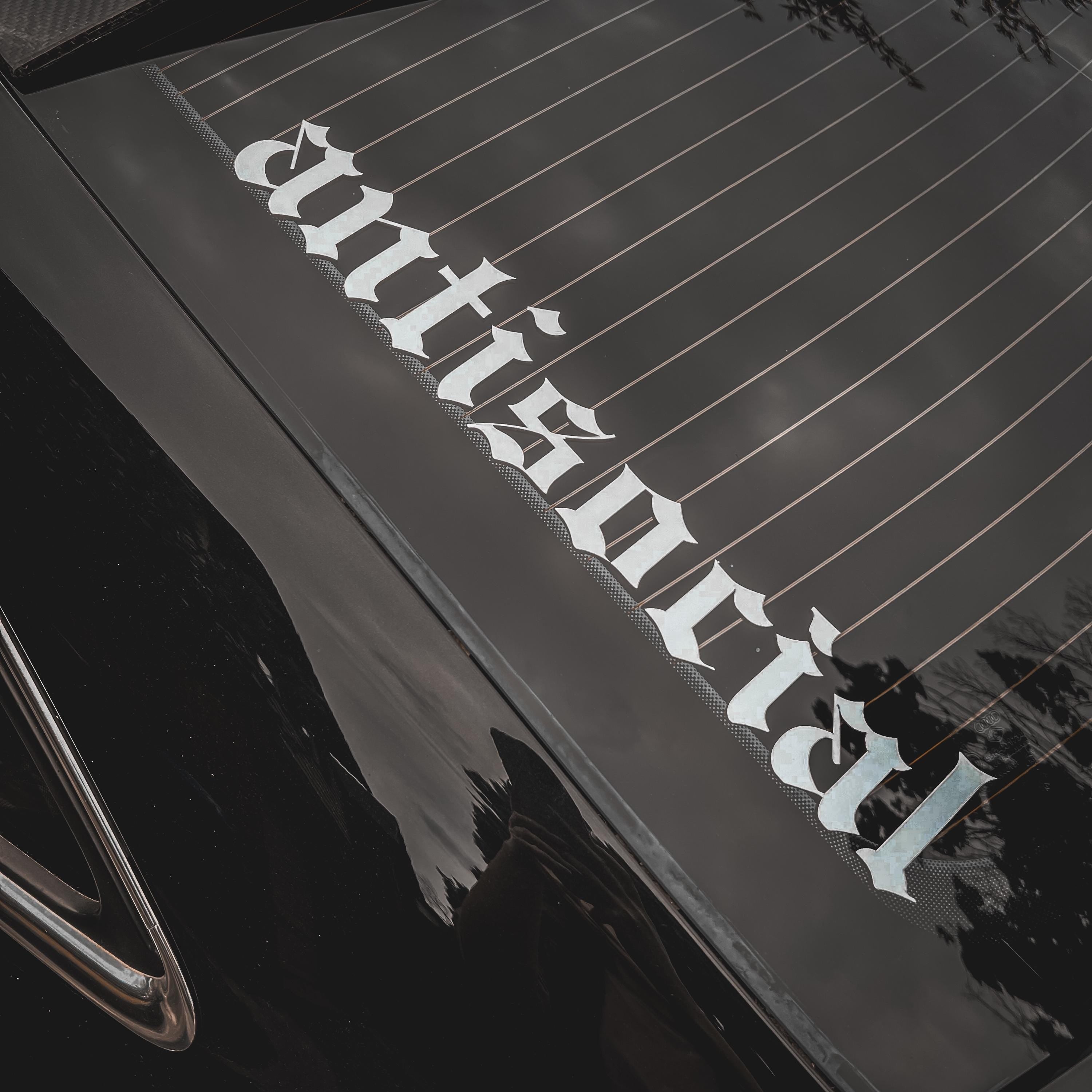 Antisocial Car Decal Window Banner | JDM Car Decals | Gothic Font Car Sticker | Cool Car Accessories | Edgy Car Decals