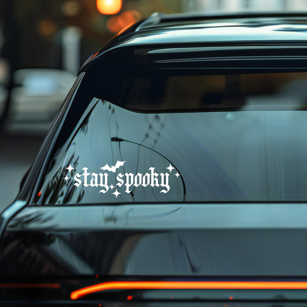 Stay Spooky Decal: Spooky Goth Car Sticker with Bats, Halloween Sticker