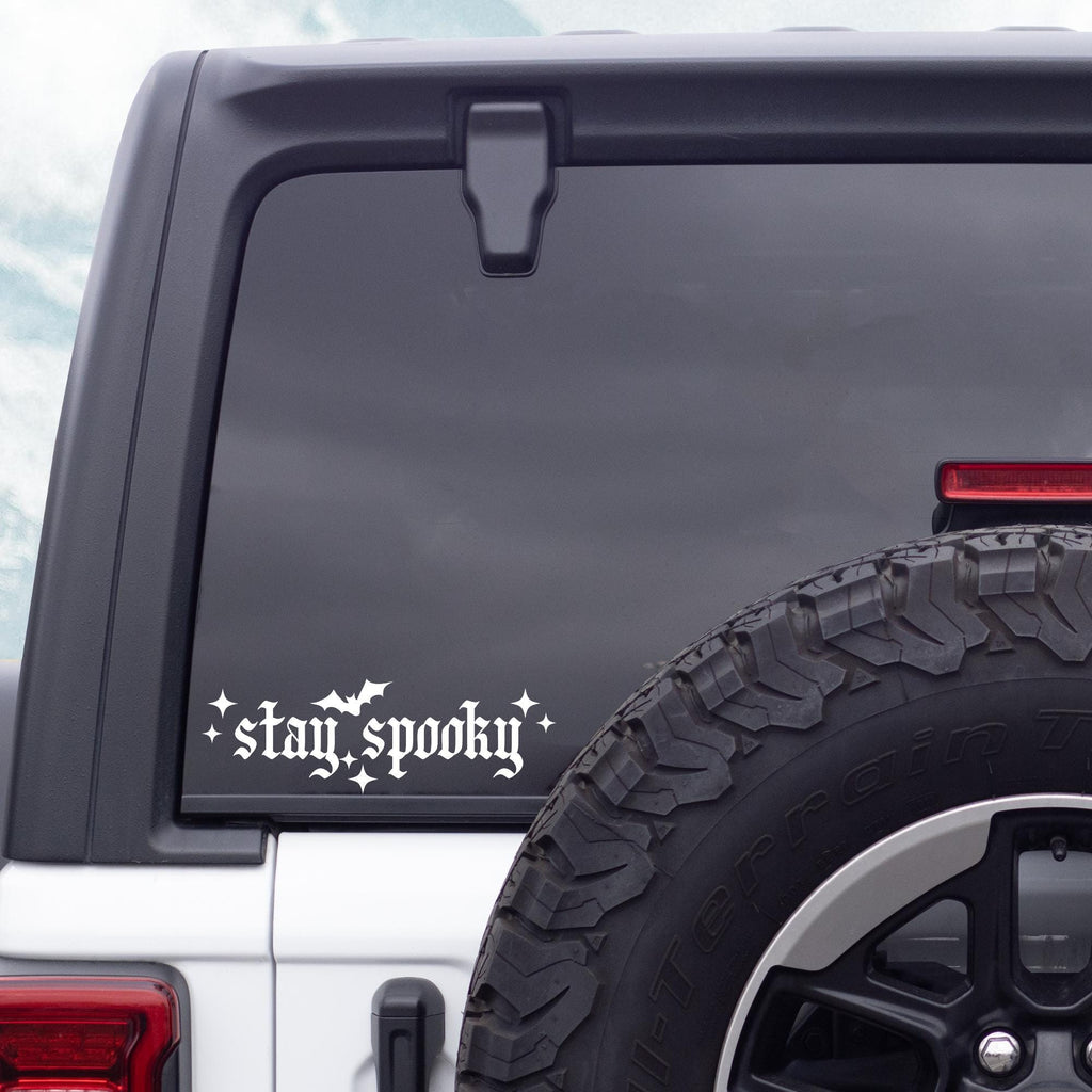 Stay Spooky Decal: Spooky Goth Car Sticker with Bats, Halloween Sticker